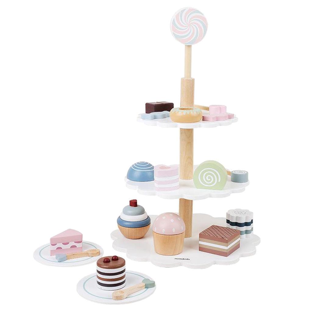 2 Pretend Food Set Play Desserts Cake and Donuts - Birthday Gifts Toy for Boys, Girls,