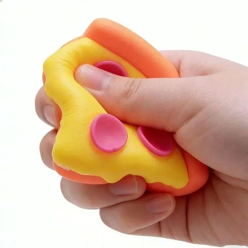 Needoh Peace Cake Pizza Slice Food Theme Squeeze Toy Soft Non-Toxic Slow Rebound Heal Sensory Relax Anxiety Relief Fingertip Toy