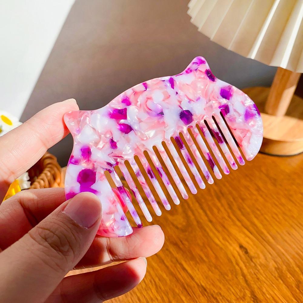 Cat Ear Shaped Acetate Comb Wide Toothed Colorful Makeup Comb Hair Accessories Hair Styling Tool Hairdressing Comb Student