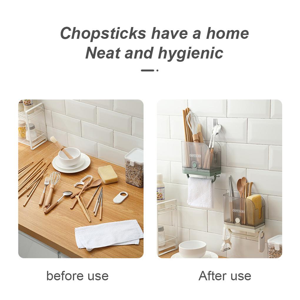 Chopstick Holder Draining Chopstick Organizer Rack Plastic Kitchen Spoon Fork Storage Box