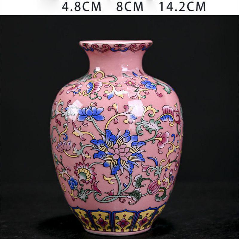 Enamel Flower Vase Decoration New Chinese Retro TV Cabinet Decoration Ceramic Minimalist Chinese Flower Arrangement Vase ZF517