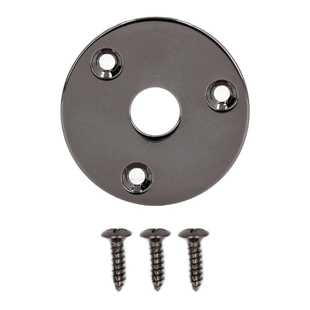 Guitar Jack Socket Plate Round Metal Input Output Cover Replacement Hardware for Bass with Mounting Screws