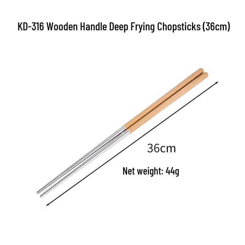 Extra Long 304 Stainless Steel Chopsticks with Wooden Handle