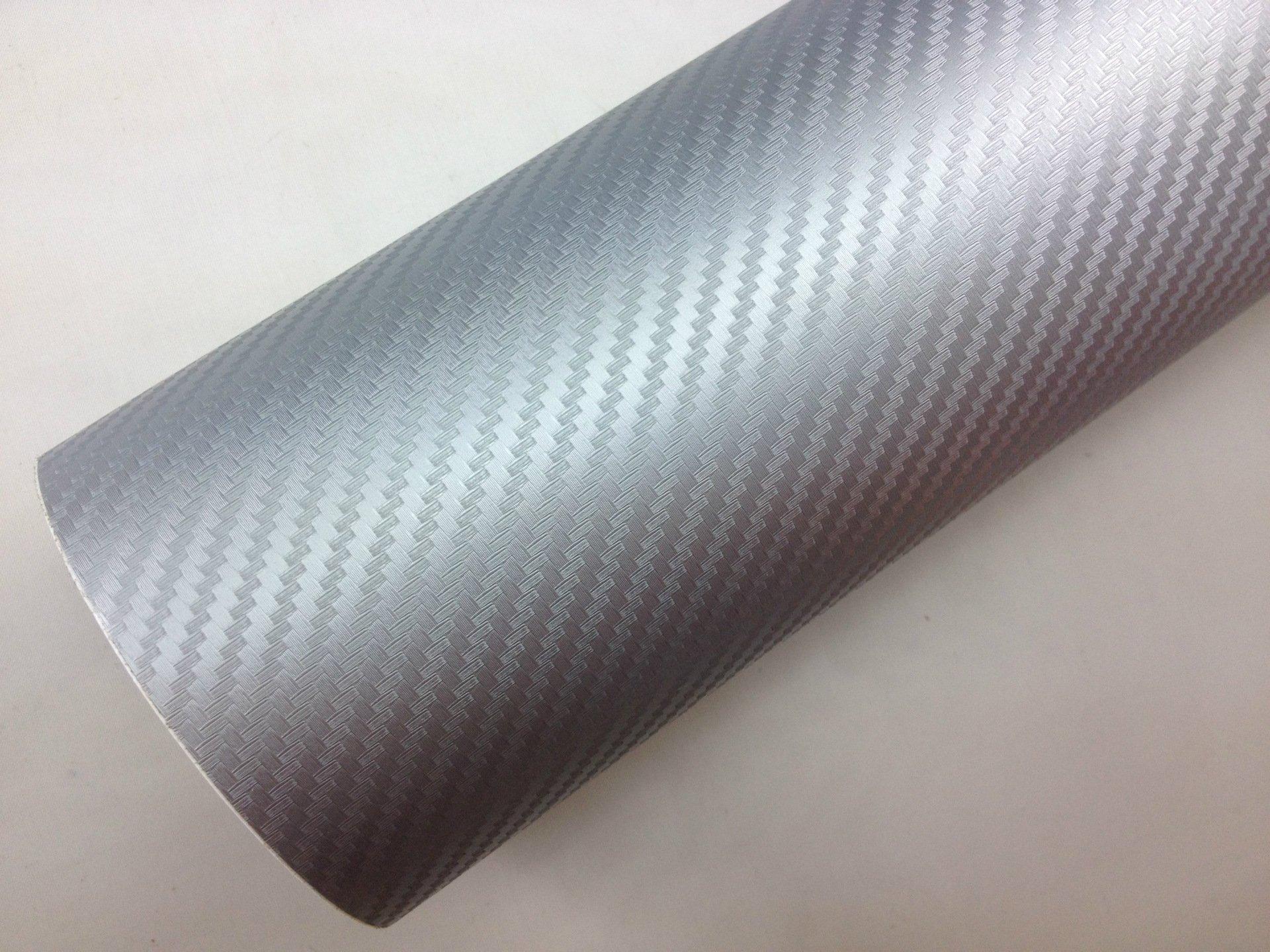 

3D Carbon Fiber 152cm x Car Wrapping Silver Sheet, Silver, 30cm, Sheet,
