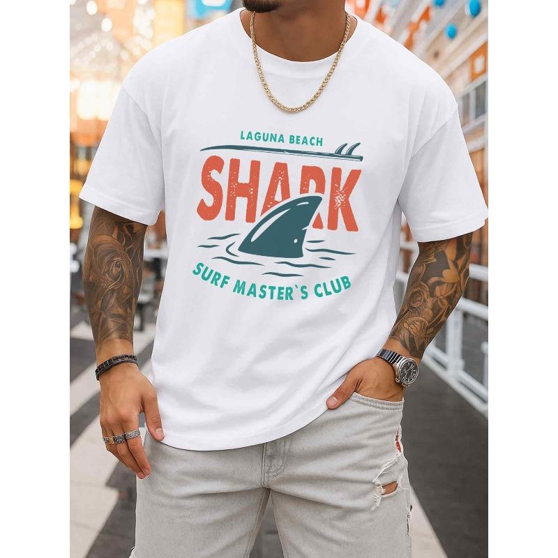 

European sizes Surf Master s Club Shark Tee Men T Shirts White Summer Wear Comfortable Loose and Fashionable T-shirt All-season Fitness Top S белый