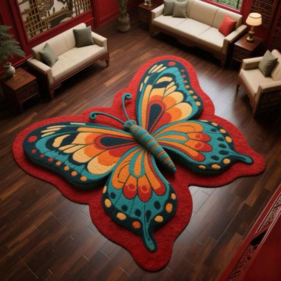 Motýlí podložka na podlahu Absorpční koupelnová podložka Protiskluzový dekorativní motýlí kobereček do sprchy, ložnice, obývacího pokoje, na balkon, ke vchodu