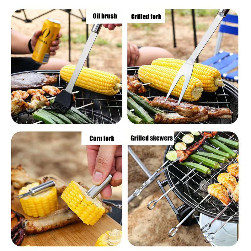 Stainless steel barbecue set barbecue combination tool outdoor barbecue storage portable bag barbecue tool