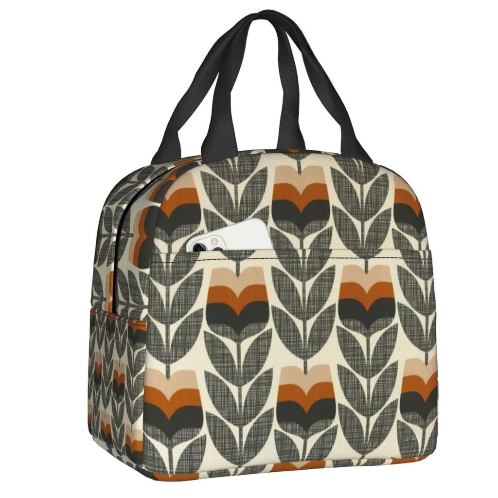 Orla Kiely Flower Scandinavian Geometric Style Insulated Lunch Bags for Camping Travel Waterproof Cooler Thermal Lunch Box