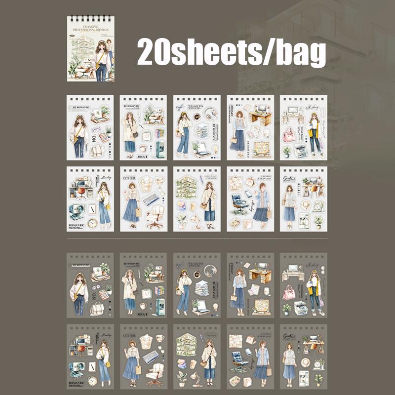 20Sheets/bag Career Sticker Book Collage Account Hand Decoration For Office Photo Frames Cup Stationery Box Diary Back To School