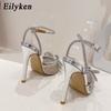 Mode Eilyken PVC Transparent Silber KRISTALL Damen Pumps Mode Knöchelriemen Braut Dünne Hohe Absätze Frühling Herbst Hochzeitsparty Schuhe