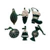 Christmas Tree Decorations Set of 6 with Flocked Texture Ornaments Designed for Window Display and Festive Seasonal Arrangements