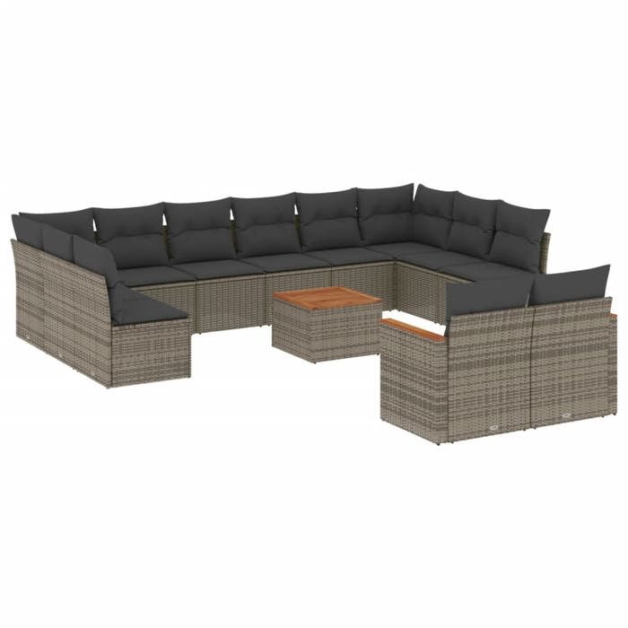 VidaXL Garden Lounge Set with Cushions 13 Pcs, Patio Sofas, Patio Furniture Set, Outdoor Furniture, Grey 3226452