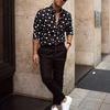 Men Shirt Turn-down Collar Long Sleeves Single-breasted Button Closure Regular Fit Dot Printed Male Casual Shirt Top for Daily