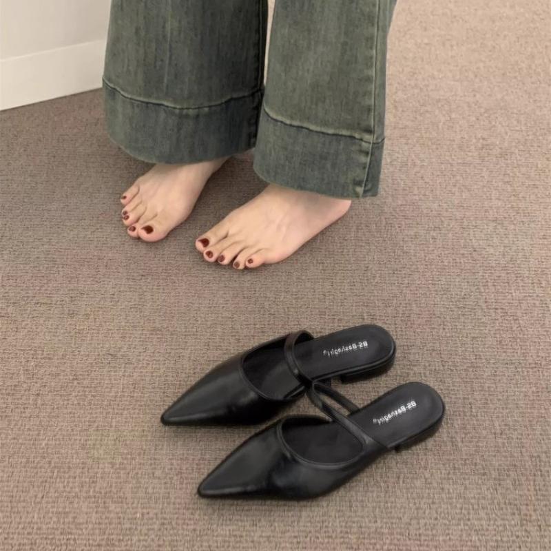 Summer New Style Women's Spring Summer Pointed Toe Women's Slippers Fashion Shallow Party Dress Ladies Flats Slides Shoes