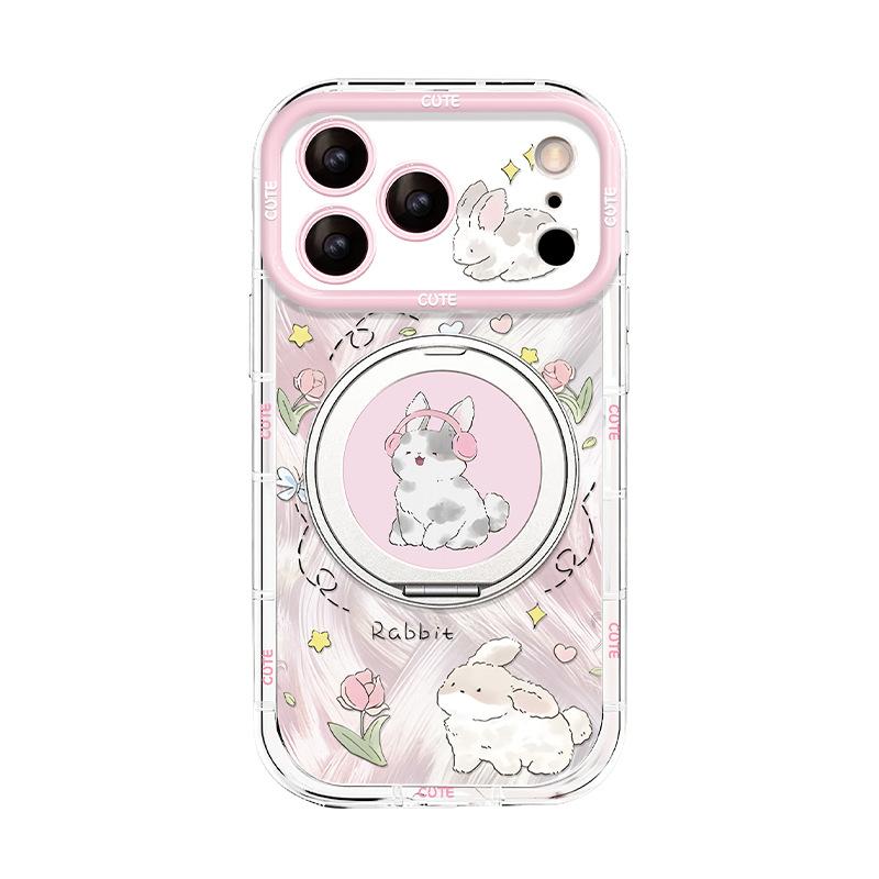 Cute rabbit for iphone16promax iPhone case 17 rotating bracket 15 new 14 girls 12
