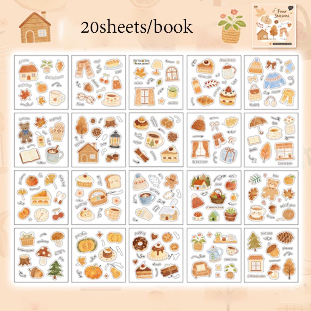 

Cute 20 Sheets Sticker Book PET Four Seasons Series Diary Sticker Gift DIY Scrapbook Sticker Journal Decoration