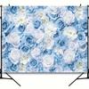2D Florale Wandkulisse, Blau-Weißer Rosenhintergrund für Junggesellinnenabschiedsparty