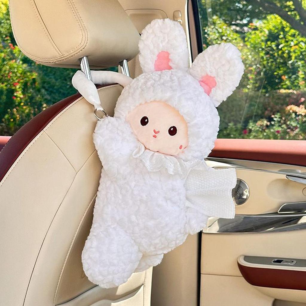 Serviettenhalter für Auto Cartoon Rücksitz Servietten Spender Plüsch Auto Papierboxen für LKW Wohnmobil Kopfstütze Sonnenblende Konsole Armlehne