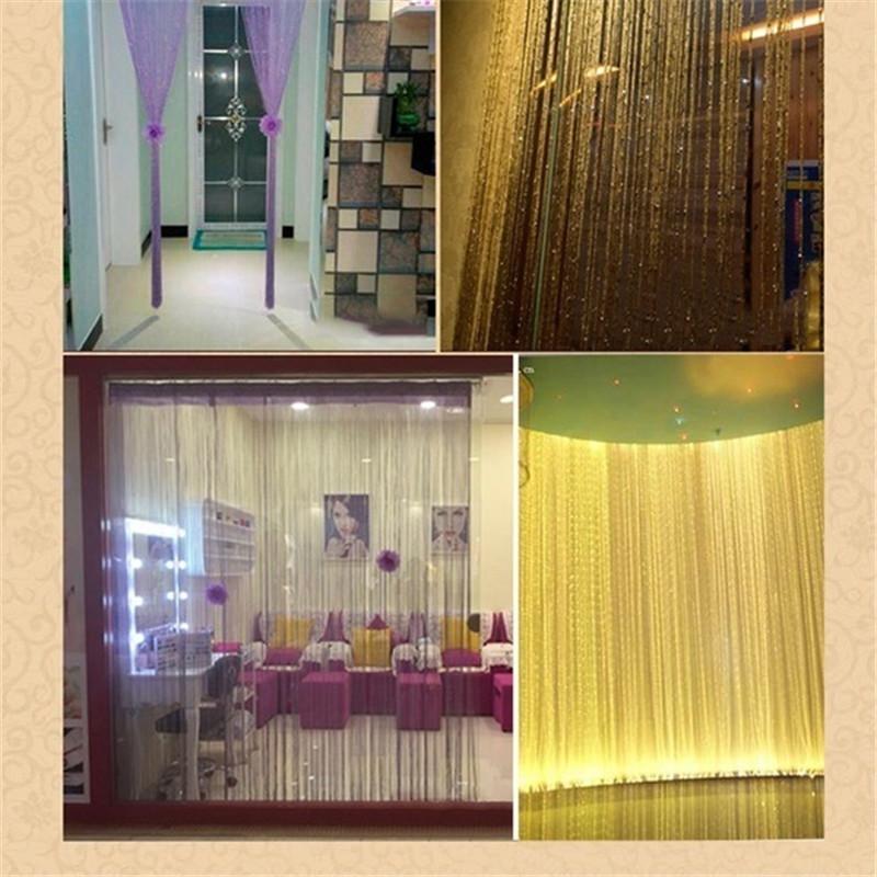 Glitter Door String Curtain Silver Ribbon Shiny Tassel Flash Line Curtain Valance for Window Room Home Decoration