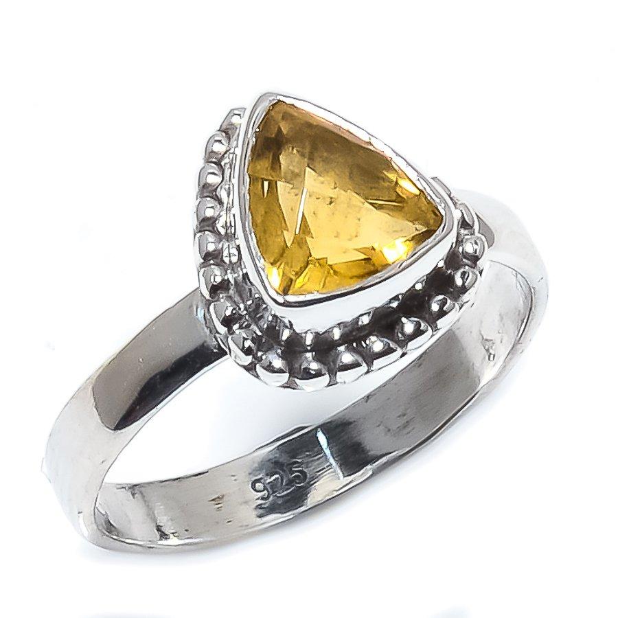 Natural Citrine Gemstone Handmade 925 Solid Sterling Silver Gift Ring S.7 E0a52