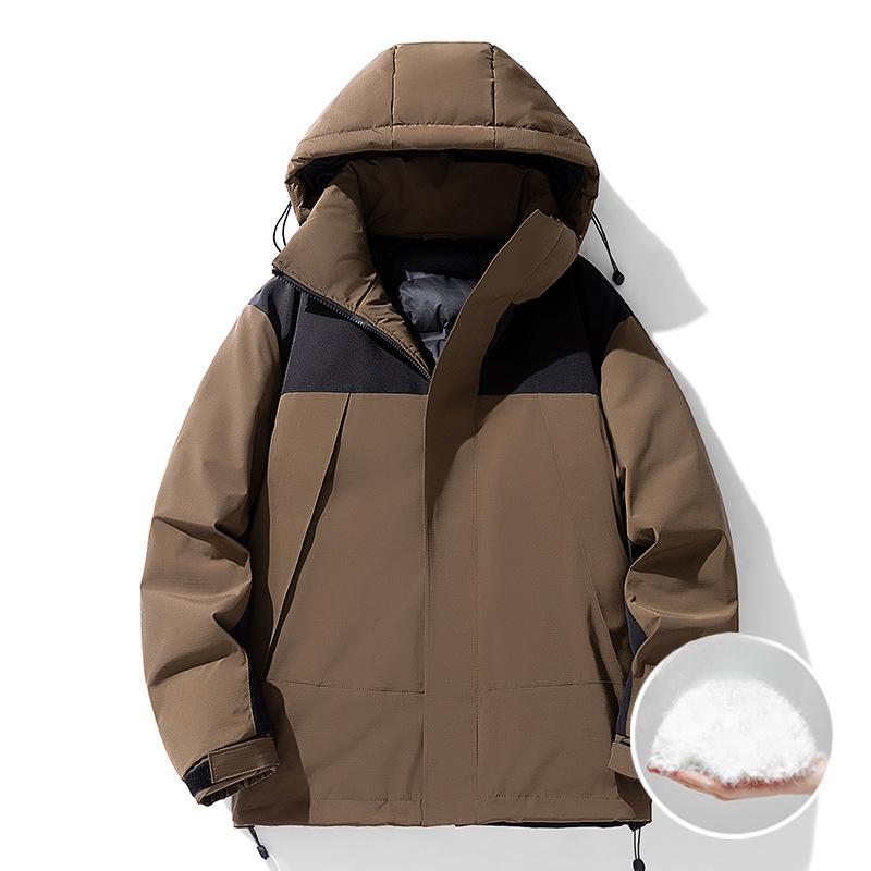 Winter New Men's Korean Style Contrasting Color Hooded Thickened and Warm 90 White Duck Down Down Jacket Trendy Couple Versatile Jacket