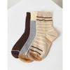 HISS5E303W2_Women's Puppy Embroidery Mixed Pattern Mid-Length Socks 3-Piece Set