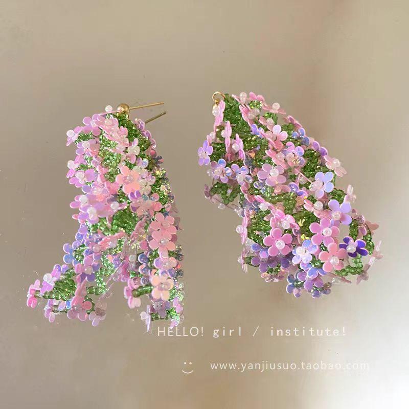 Spring Juice! Mori blueberry flower earrings seaside vacation photo shoot beautiful stud earrings