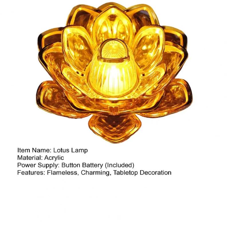 Electronic Flameless LED Lotus Candle Lamp Energy Saving Warm White Light for Home Living Room Table Decor Gift