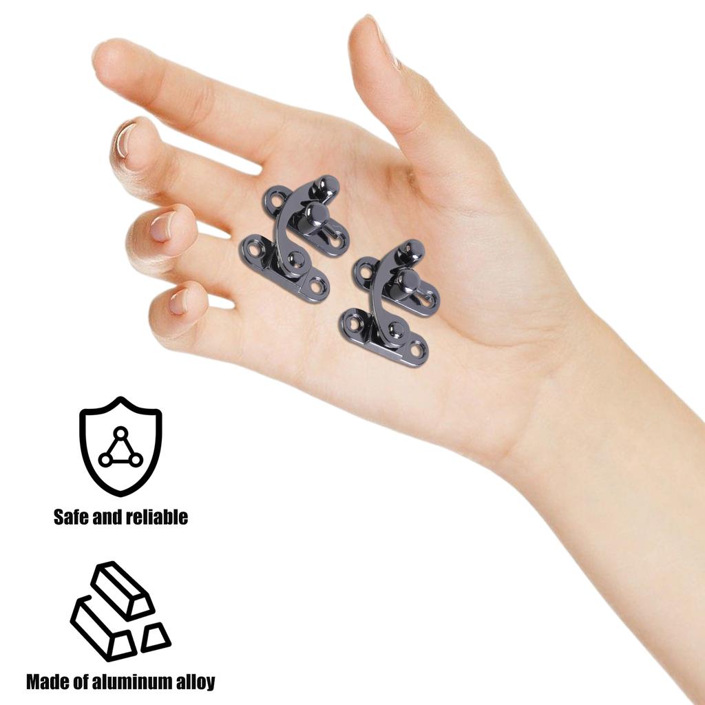 Vintage-Stile Schwarze Zinklegierung Hornverschluss Schwenkarmriegel Geeignet für Schmuckkästchen und Holzkoffer Puppenhäuser