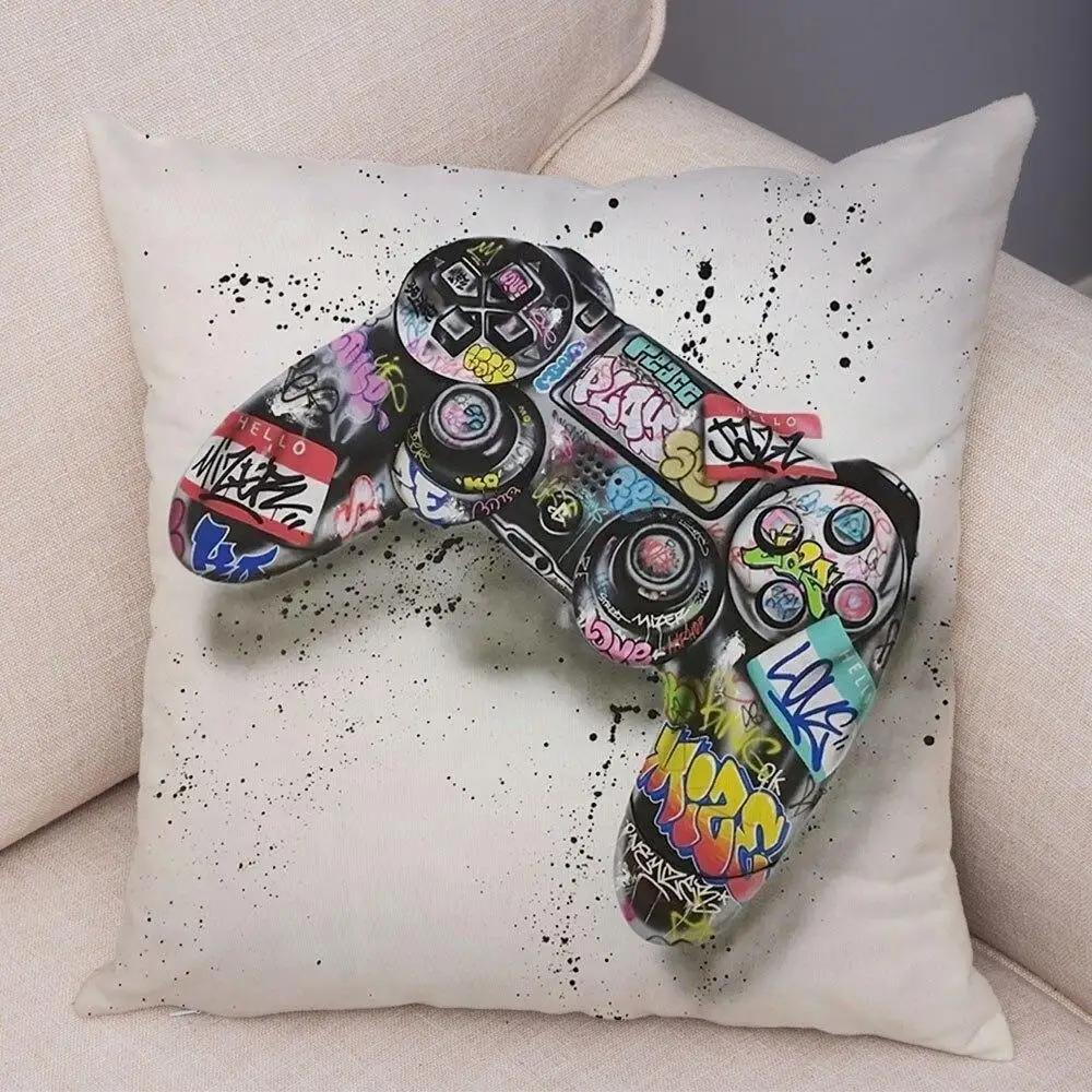 Pillowcase Sofa  Graffiti Gamepad Abstract Street Art Animal Hand Cushion Cover Decoration