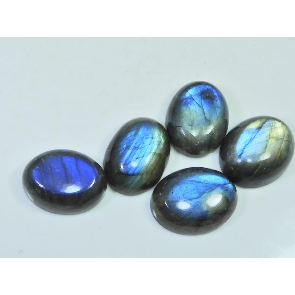15X20MM Natural Labradorite Blue Fire Oval Cabochon Loose Gemstone 05Pcs Lot C-1053