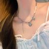 Blue Love: Elegant Summer Tassel Necklace - Double Shell Clavicle Chain for Women