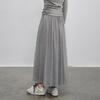 Elegant Gray Pleated High-Waist Maxi Skirt - A-line Spring Design