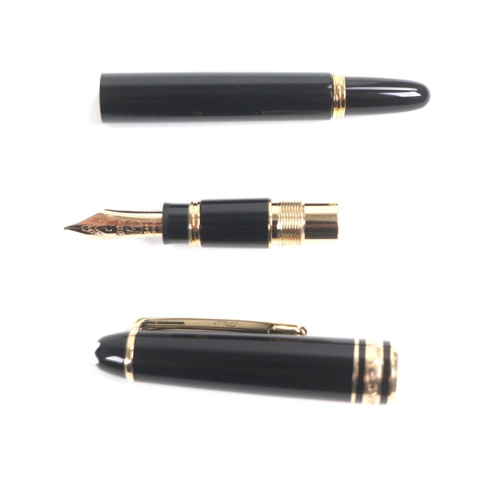 Great MONTBLANC Fountain Pen Meisterstuck Mozart White Star Black Gold 14K Mens Used