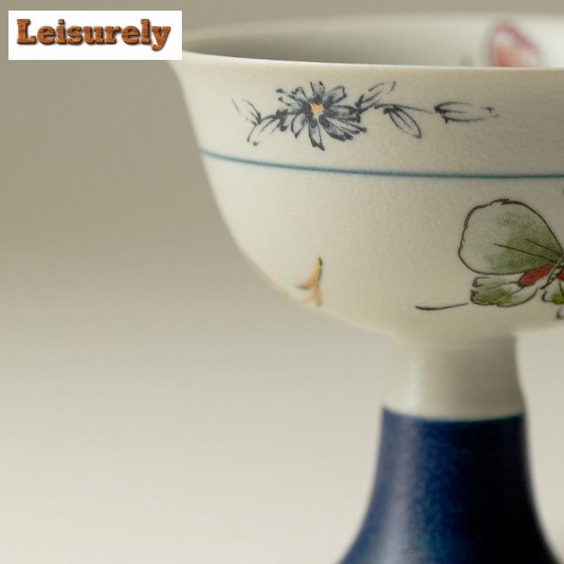 2 Stück/Los Schmetterlingsorchidee Hochfuß Teetasse Zen Teeschale Tassenset Teeprobe Dufttasse Jianzhan Meistertassen Teeartikel 60ml