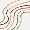 Luxury Exquisite Geometric Square Colored Zircon Stainless Steel Paperclip Chain Bracelets for Women Trend Jewelry Does Not Fade