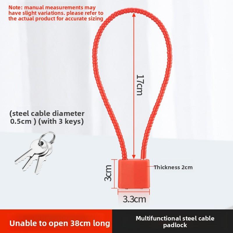 Modern Minimalist Iron Cable Lock With 3 Keys For Cabinet And Drawer Security