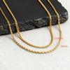 2pcs Men's Chain Necklace,Stainless Steel Black Gold Silver Color Twisted Rope Chain Collars,Trendy Punk Basic Chains Gift