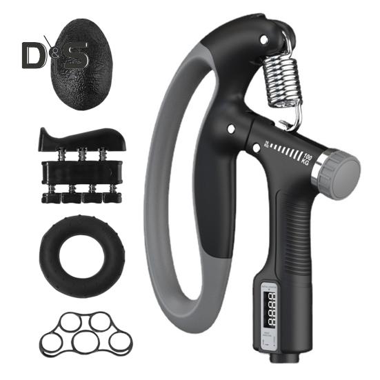 

5 шт./компл. силовой тренажер со счетчиком 10-100 кг, регулируемое кольцо для захвата, шариковый растяжитель для пальцев, силовой усилитель для предплечья, оборудование для фитнеса чёрный