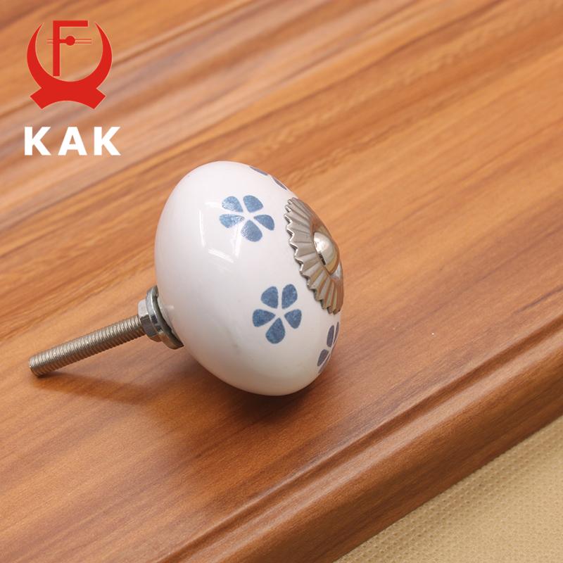 KAK 40mm Hand-painted Ceramic Drawer Knobs Porcelain Pumpkin Cabinet Knobs Cupboard Handles with Base for Kids Furniture Handle
