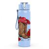 1PC Cowboy Boot With Red Rose 750ml Color Plastic Sports Water Bottle Leakproof Flip Straw Lid Suitable for Sports Office Home Use