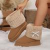 Fashionable Women's Round Toe Warm Thickened Plush Winter Boots Rhinestone Bow Thick Sole Casual Comfortable Women Snow Boots