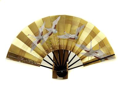 Dekorativ Fünf Kraniche Hergestellt in Kommt mit Fächer Handgefertigt von Traditionell Japanisch Eingang Interieur Japanisch Neu 29cm x 51cm wenn Kyoto-Stil Fächer,