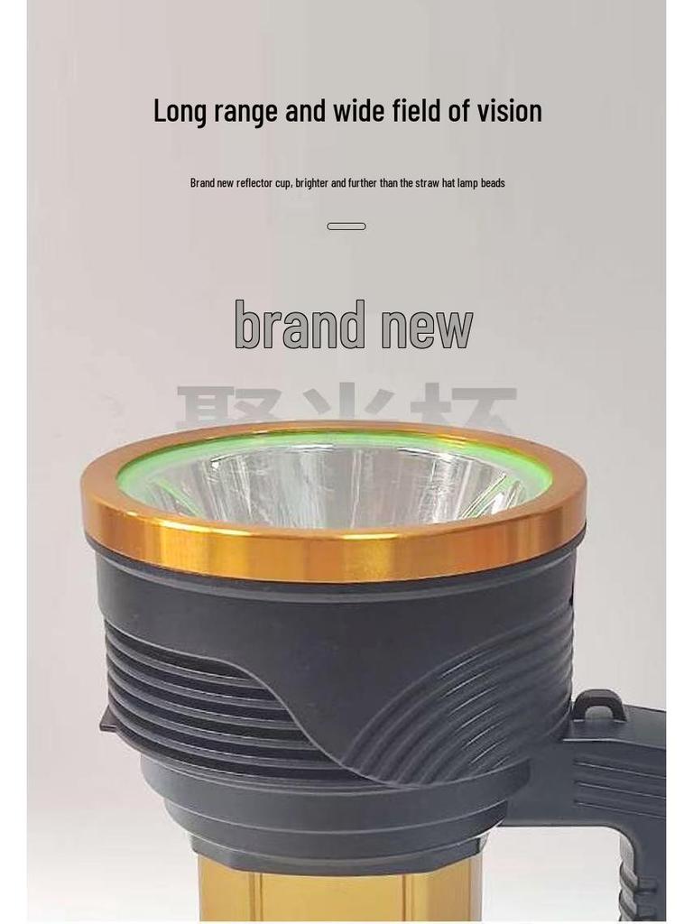 Rechargeable High Power LED Flashlight: Super Bright, Long-Range, Handheld Spotlight for Outdoor and Household Use.