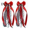 Faux Pearl Chain Bow 1 Pair Ribbon for Cowgirl Boots, Satin Boot Charm with Decorative Star Chain, Shoe Accessory Women