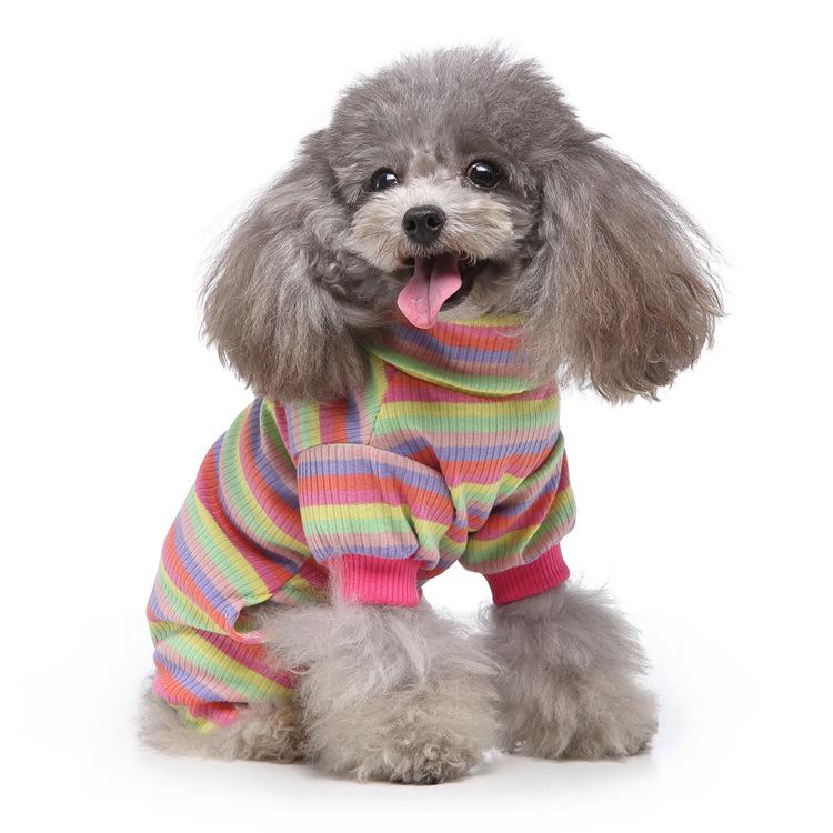 Roupas para animais de estimação roupas para casa listrado roupas para cães pijamas de gola alta roupas para cães de estimação roupas de quatro patas