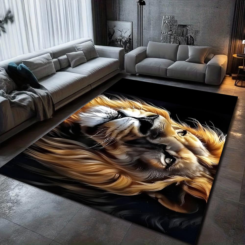 Luxury Lion Pattern Area Rug Animal Art Home Decor Carpet Soft Non-slip Floor Protector Mat for Living Room Bedroom