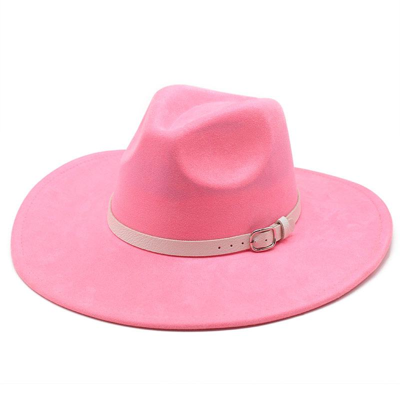 Big Edge Jazz Top Hat Women'S 9Cm Brim Suede Peach Heart Top Fringed Hat