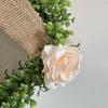 19.6 Inch Easter Wreaths With Flower Linen Bow Easter Bunny Decor Green Plant Simulation Design Artificial Wreath