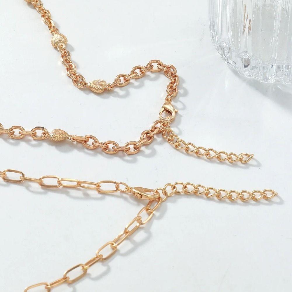 Flower Big Heart Pendant Necklace Dripping Oil Clavicle Chain Trendy Double Layer Necklace  Women